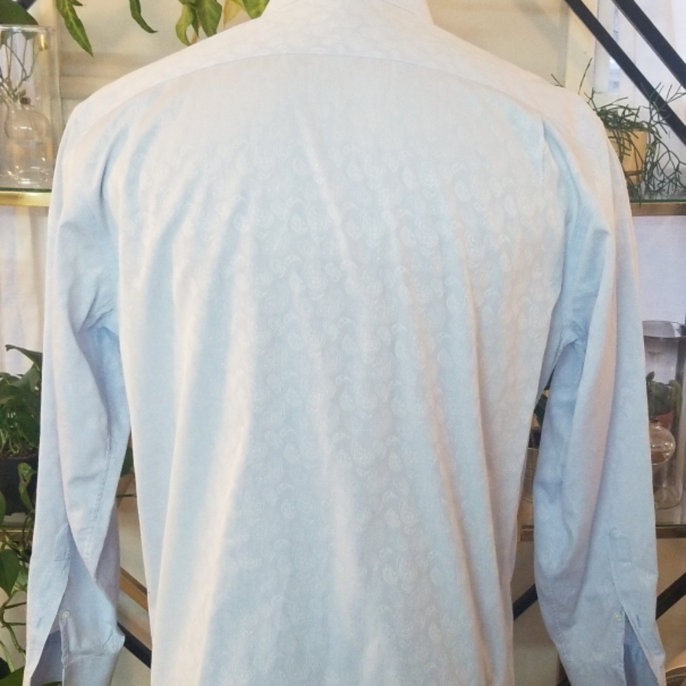 J. Hilburn light blue paisley mens dress shirt - Picture 3 of 5